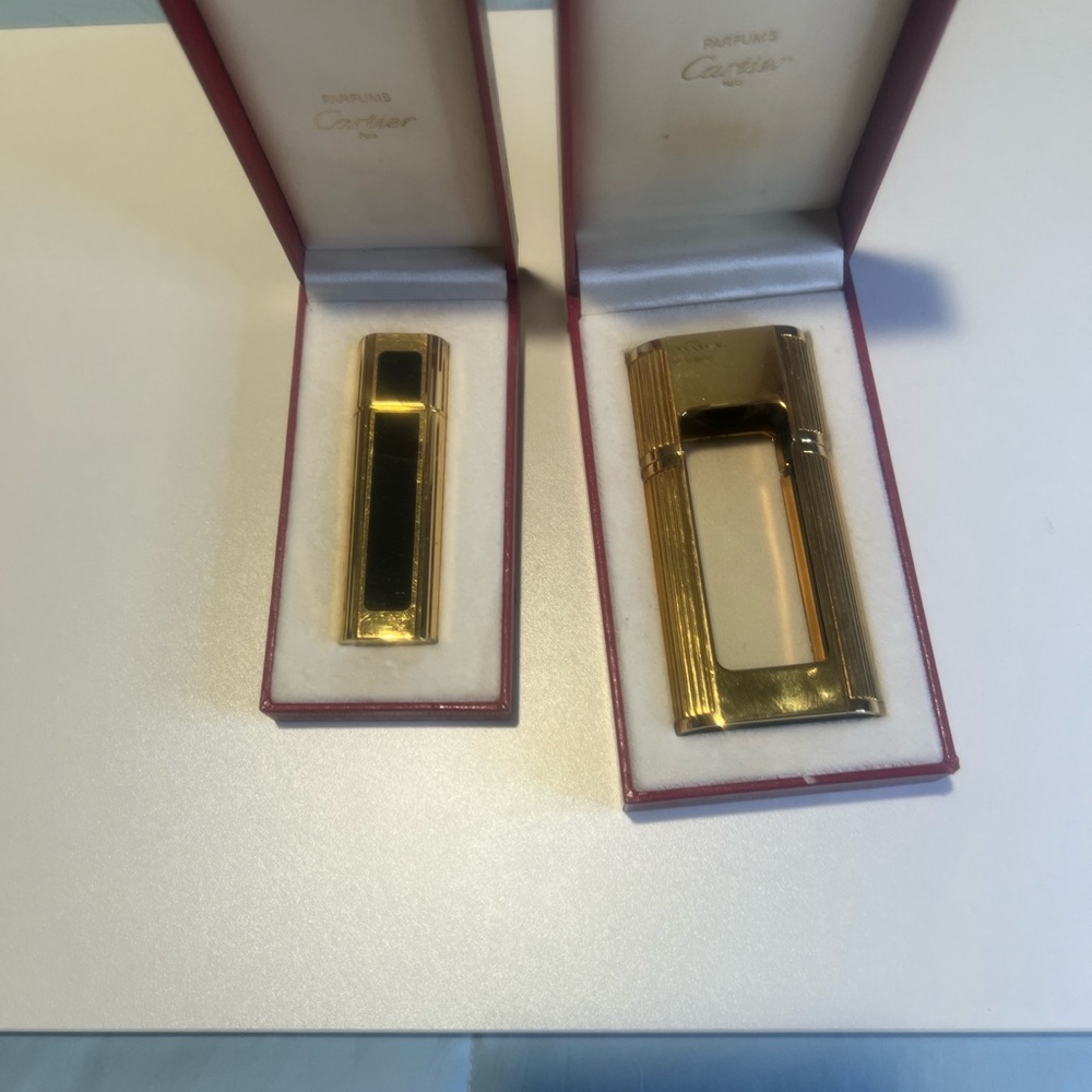 Cartier Gold perfume 30 ounce refill case and 7.5 ml purse refill case